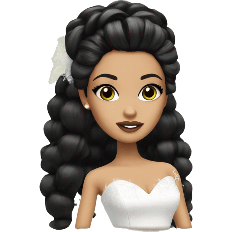 Bratz, bride, black updo hair, olive skin, hazel eyes emoji