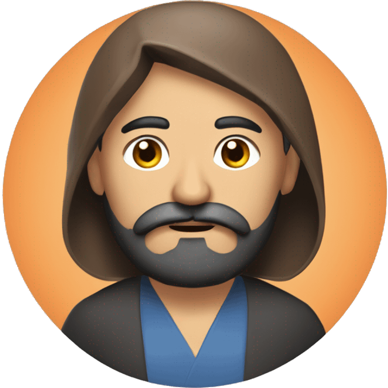 Tajik in orange robe with beard and mustache, round head, builder emoji