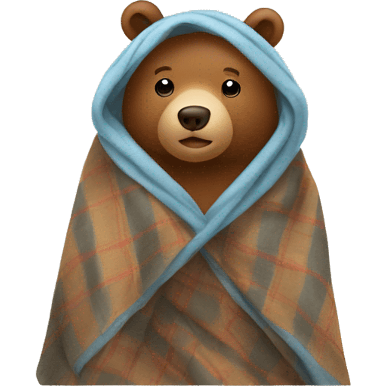 Cute brown bear wearing a blanket over his head emoji