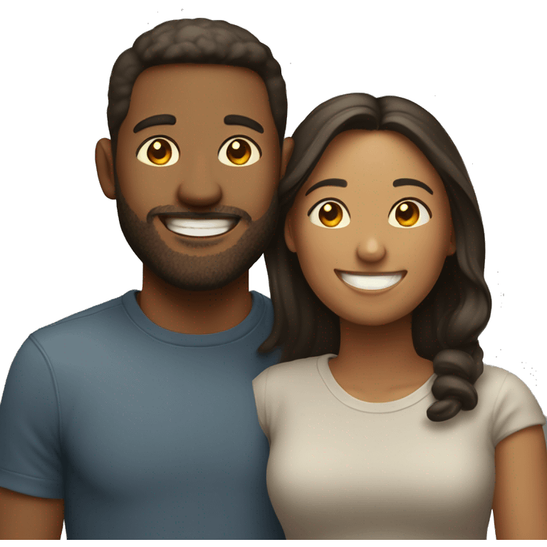 smiling couple with light features emoji