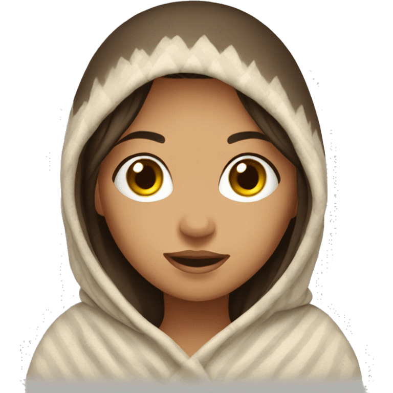 Brunette girl in blanket emoji