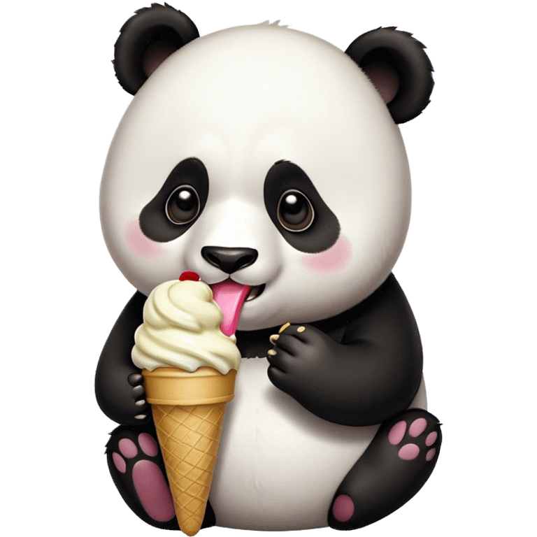 Panda eating ice cream emoji