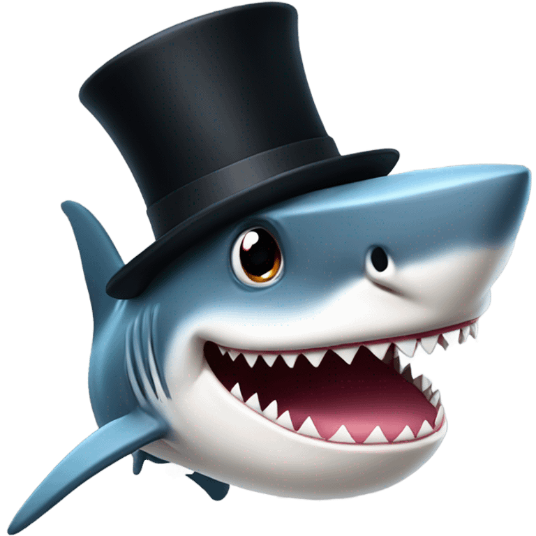 Shark with a top hat emoji