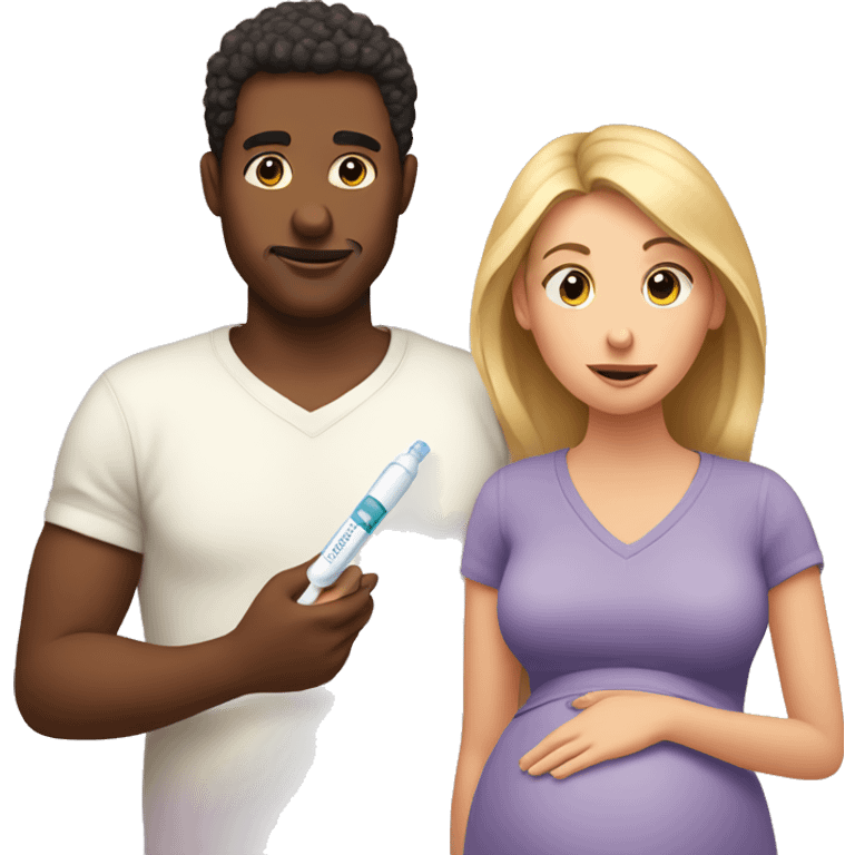 couple looking at pregnancy test emoji