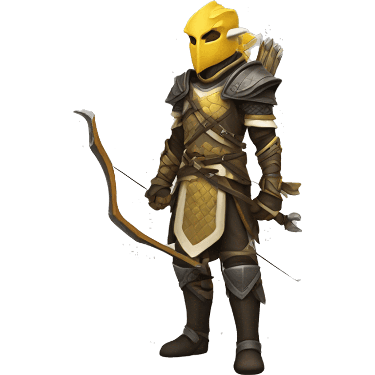 Dragonborn  archer with yellow and white armor and black boots  without helmet  emoji