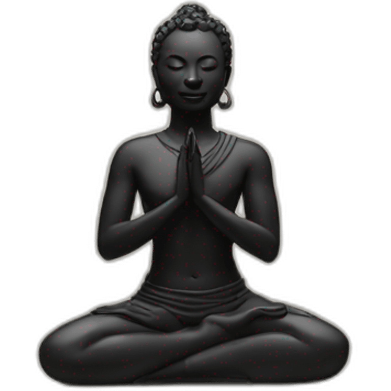 Person black statue doing Namaste emoji