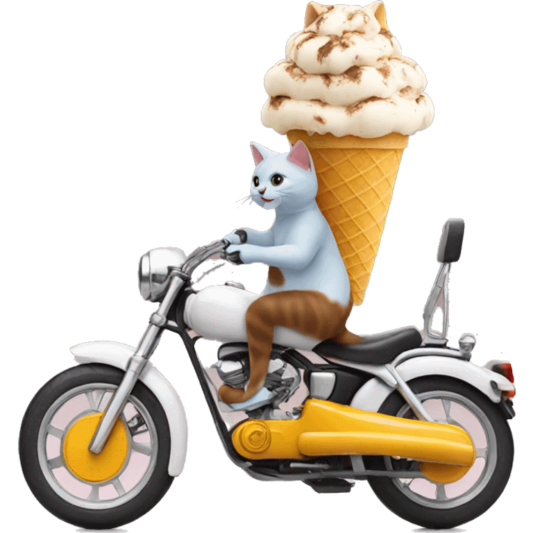 Cat on bike eating ice cream emoji