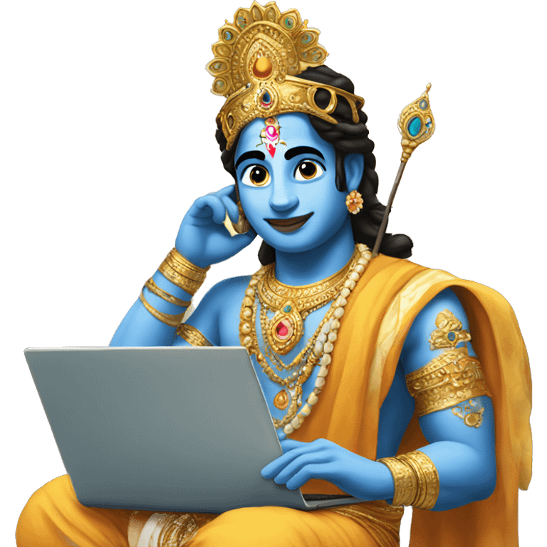 Lord Krishna with laptop emoji