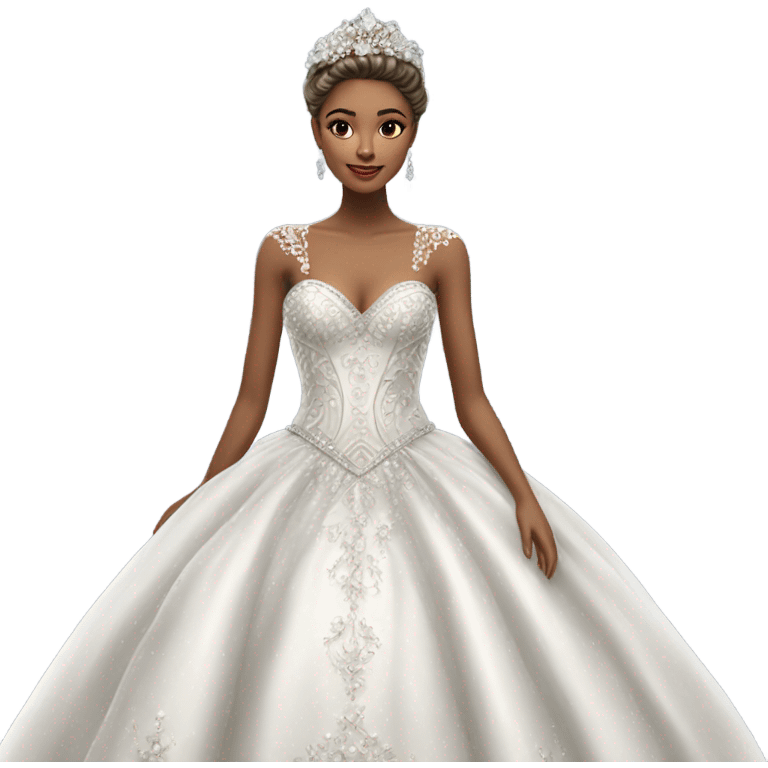 Hyper Realistic ornate ballgown Wedding dress displays with diamanté  emoji