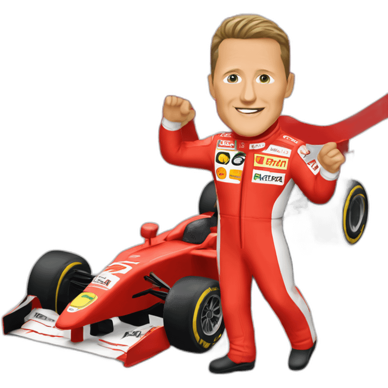 Michael Schumacher red racing suit waving emoji