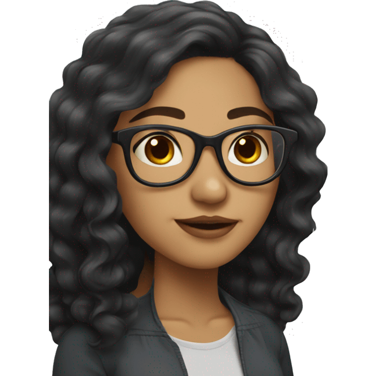 Latina girl with glasses and dark long wavy hair emoji