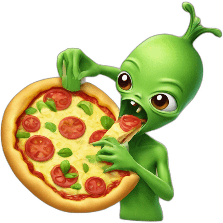 Un alien qui vomit après avoir mangé une pizza à l'ananas emoji