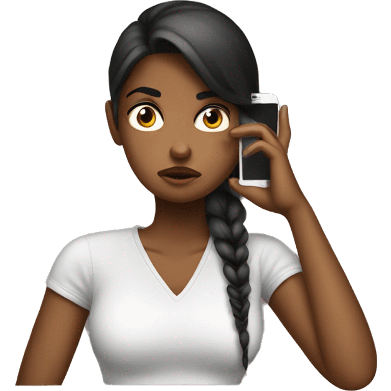 girl annoyed by boyfriend on phone emoji