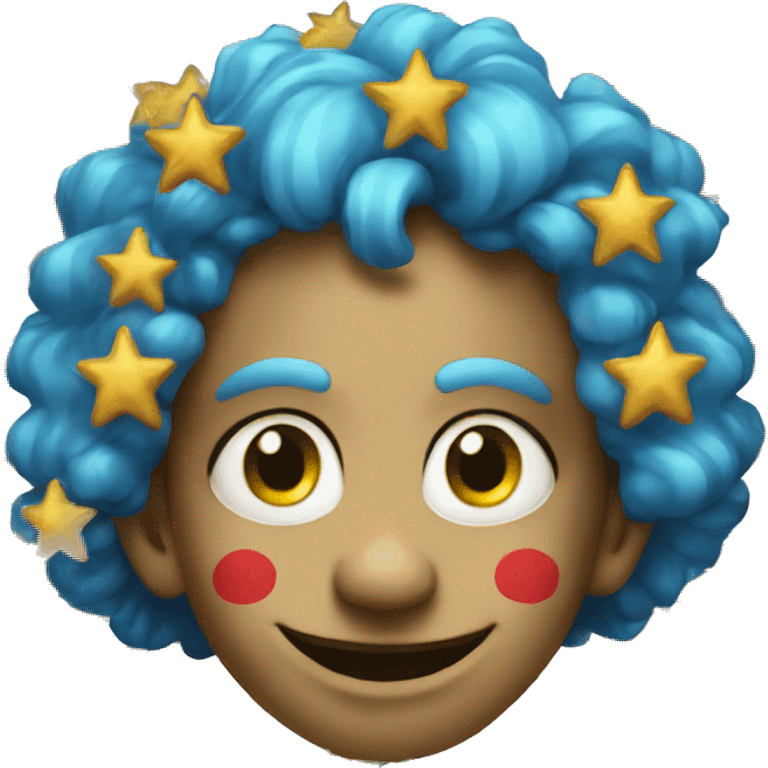 4 4-point stars with clown faces emoji