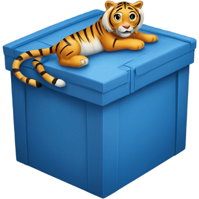 blue box with a tiger figure on it emoji