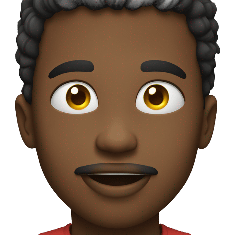 A black person eating an apple emoji