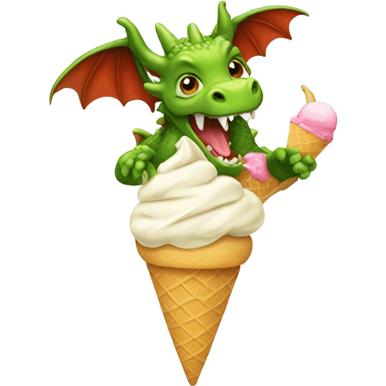 Dragon eating ice cream emoji