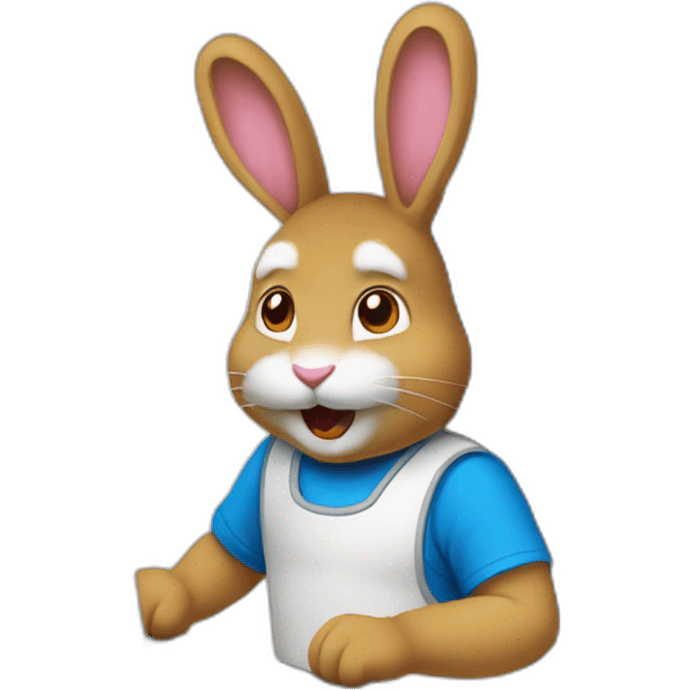 Lapin jouant sur un pc emoji