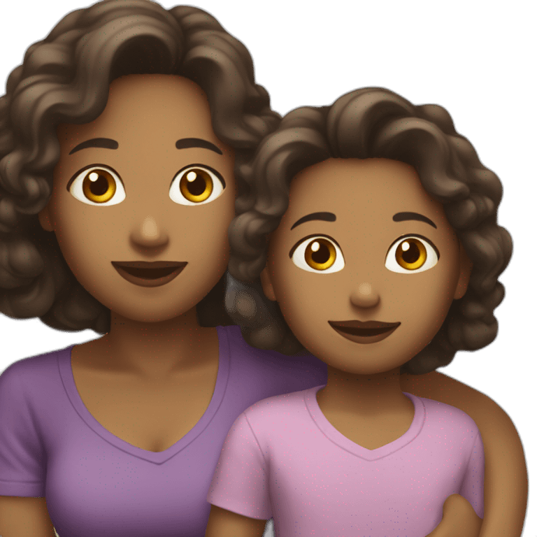 Mom with her daughter happy emoji