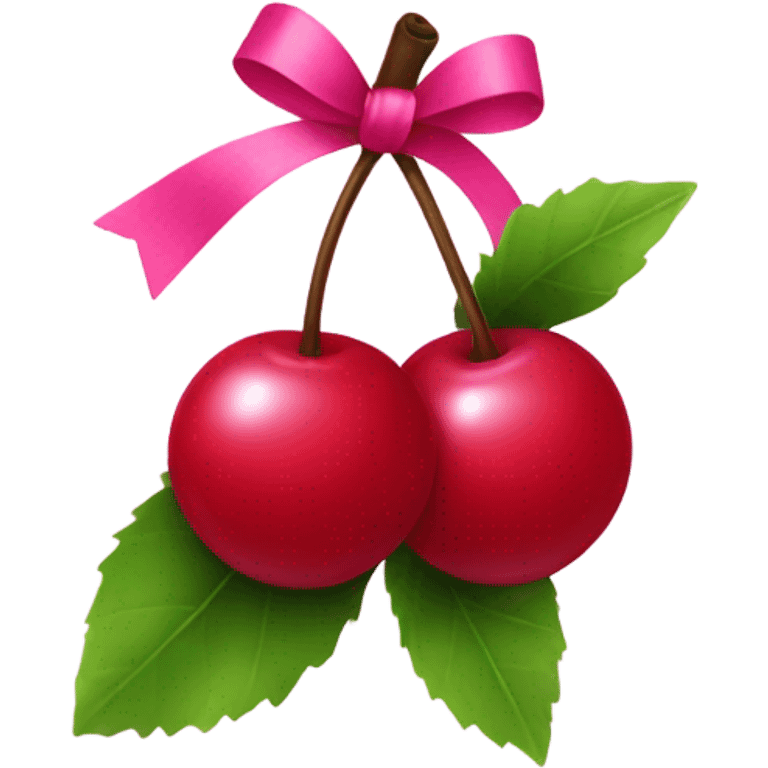 Cherries with a pink bow emoji