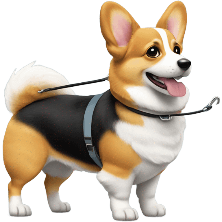 one corgi dog walking with leash emoji