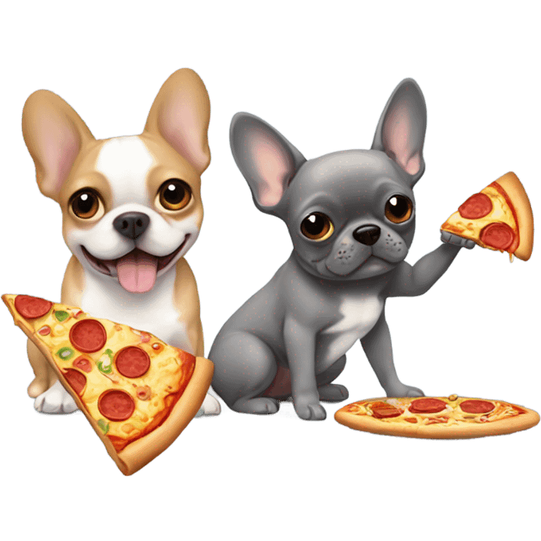 gray frenchie eating pizza with chihuahua emoji