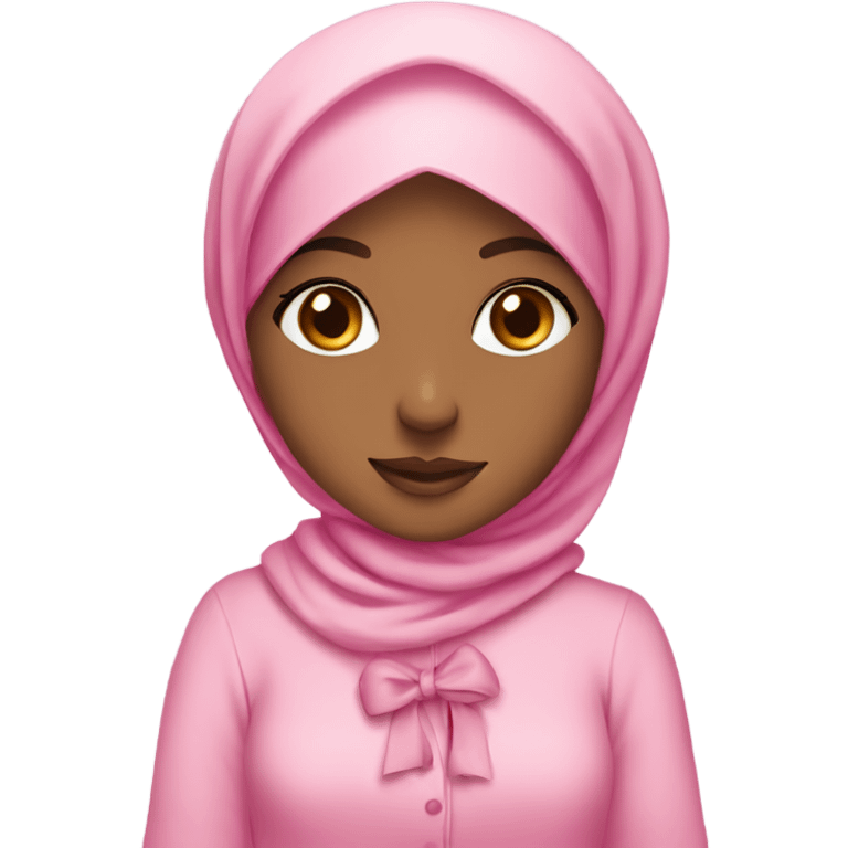 Cute hijabi girl with bows on her outfit wearing pink emoji