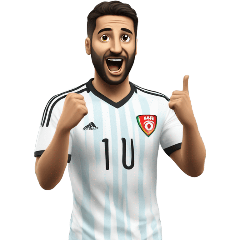 I'm honing a description of Arda Güler's goal celebration, noting his right hand on his chest and his left hand raised, mirroring the specified gesture. This aligns perfectly with known details. emoji