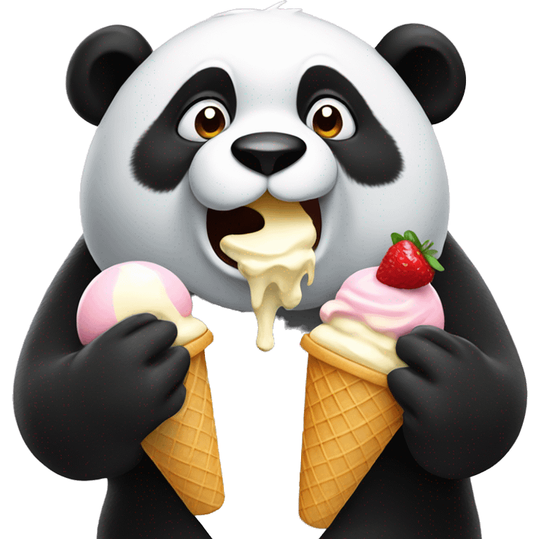 Panda eating ice cream emoji