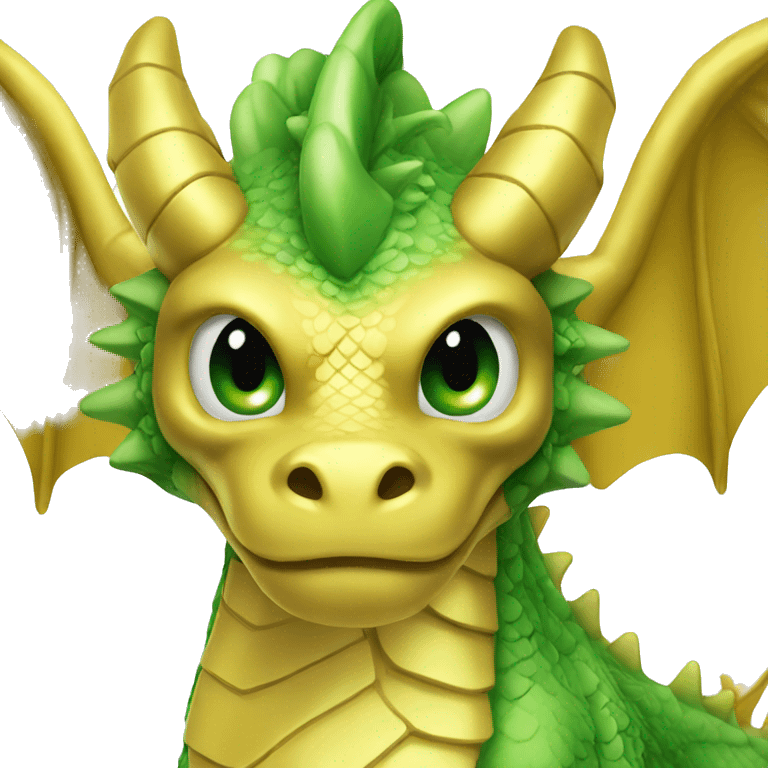 Gold dragon with green eyes  emoji