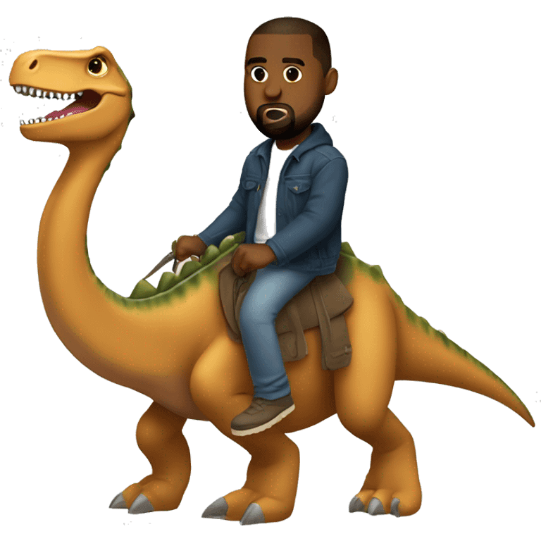 Kanye West riding a dinosaur emoji