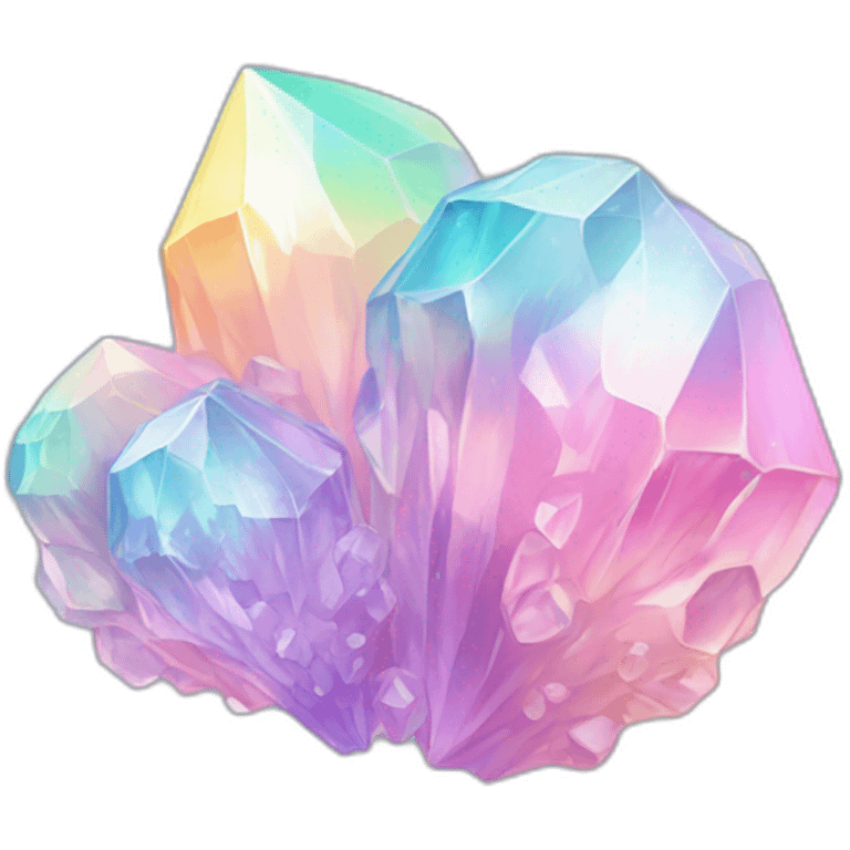 Pastel iridescent rainbow crystal clusters emoji