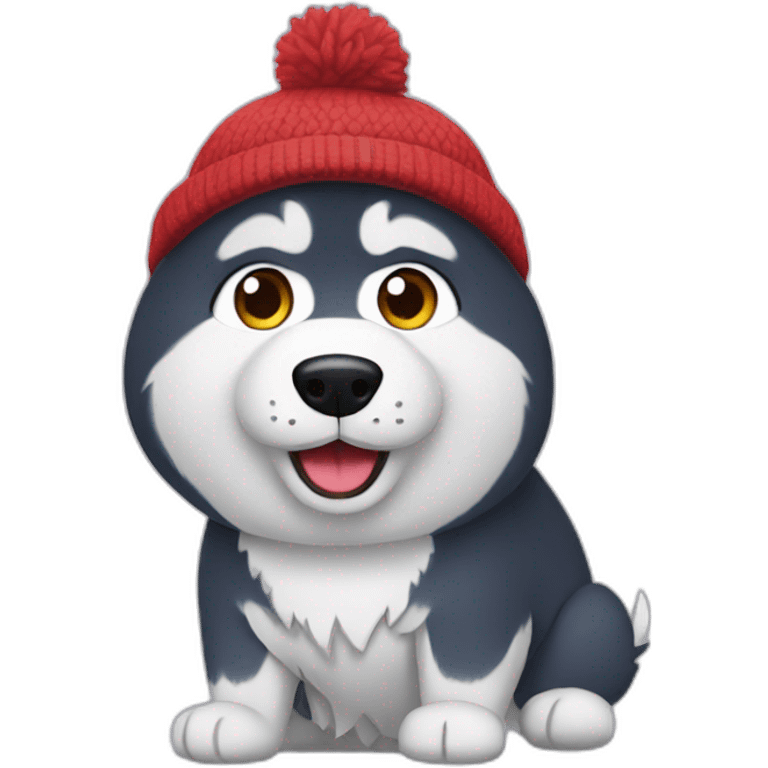 Husky wearing a beanie emoji