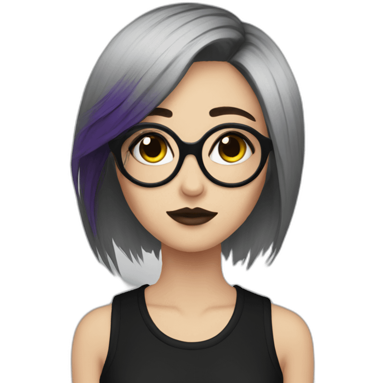 Emo girl with glasses and graphic eyeliner emoji