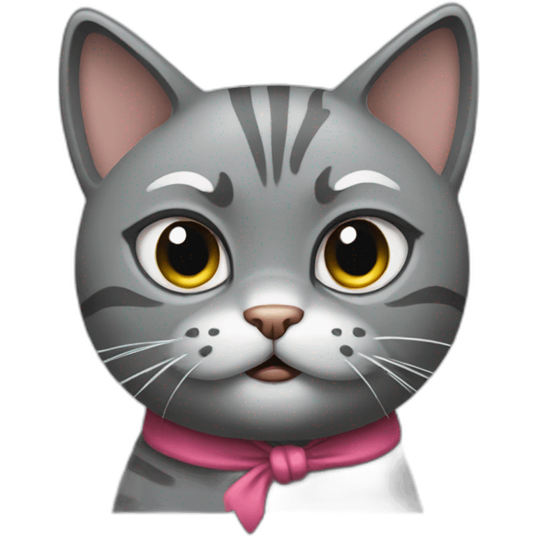 angry gray cat with a bow on its head angry gray cat with a bow on its head  emoji