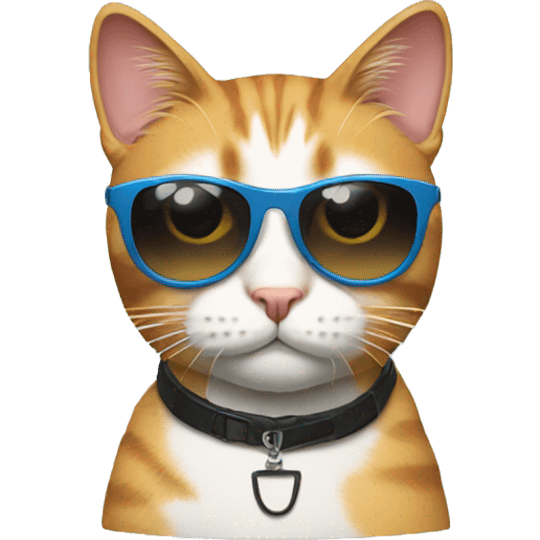 A cat wearing a sunglasses but broken emoji