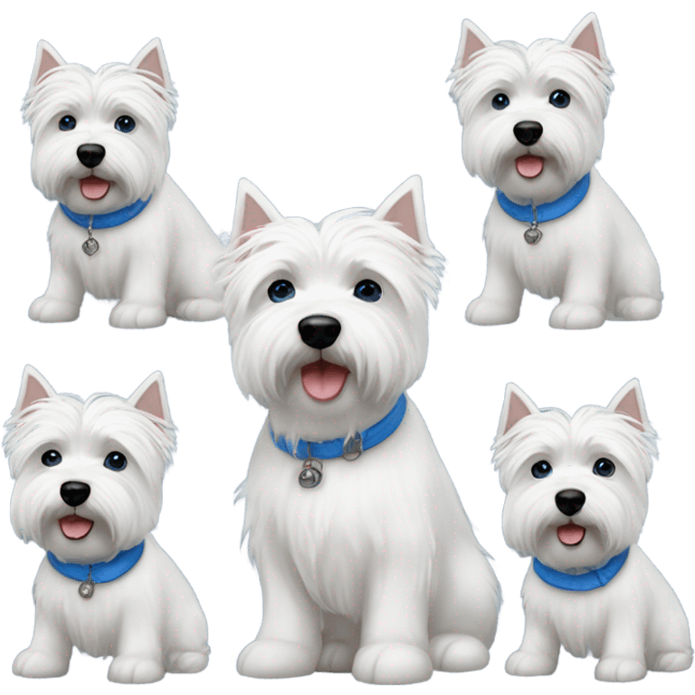 Lady short gray hair with blue eye 3 westie dogs emoji