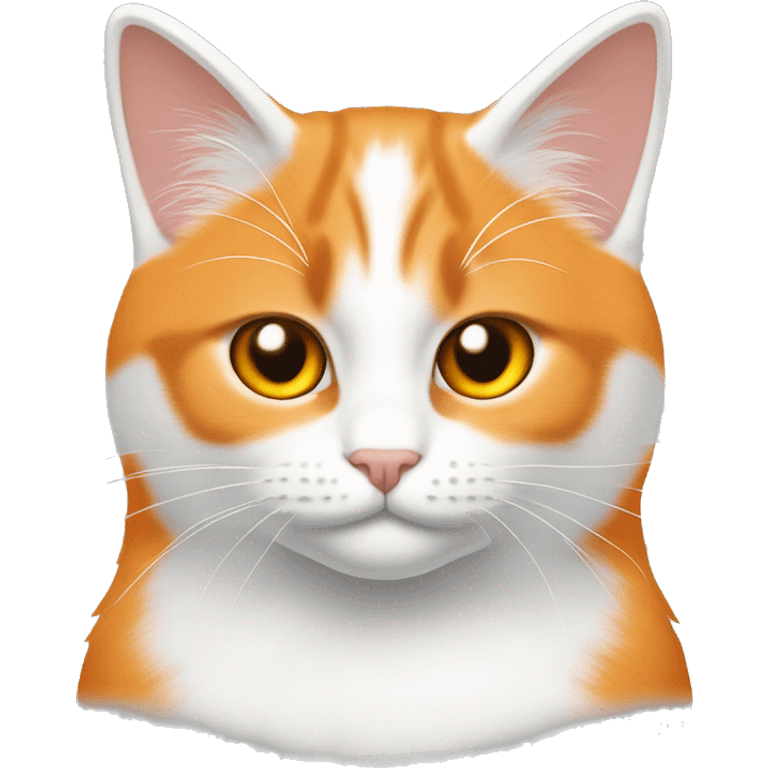 Gato blanco con naranja, con las orejas naranjas y marca de M en la frente en color naranja emoji