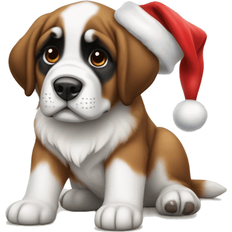 Saint Bernard puppy in a Santa hat  emoji