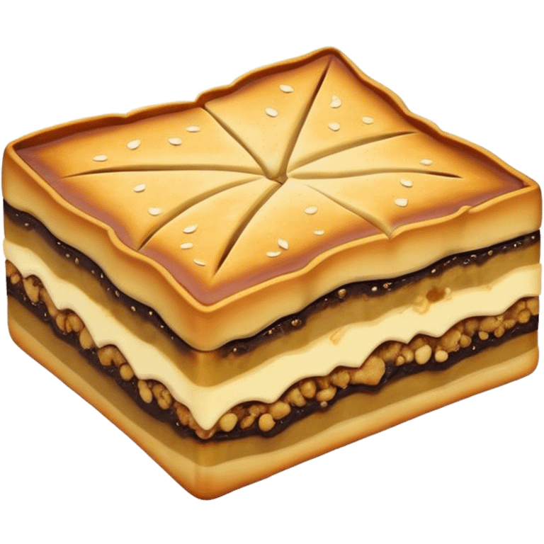 Martabak Cinematic Realistic Martabak Dish Emoji, depicted as a single, square slice of sweet, thick martabak with a rich, indulgent filling, rendered with detailed textures and vibrant, appetizing lighting. emoji