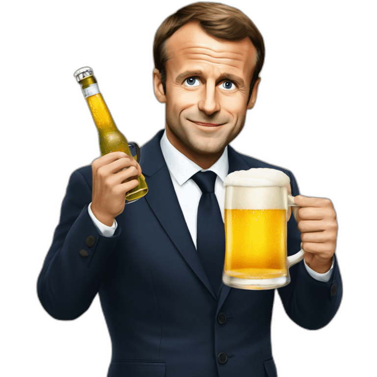 emmanuel macron drinking beer emoji