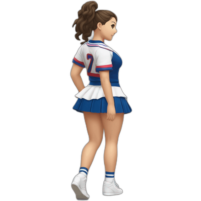 Back view Full body curvy beauty cheerleader short skirt skirt dancing kankan emoji