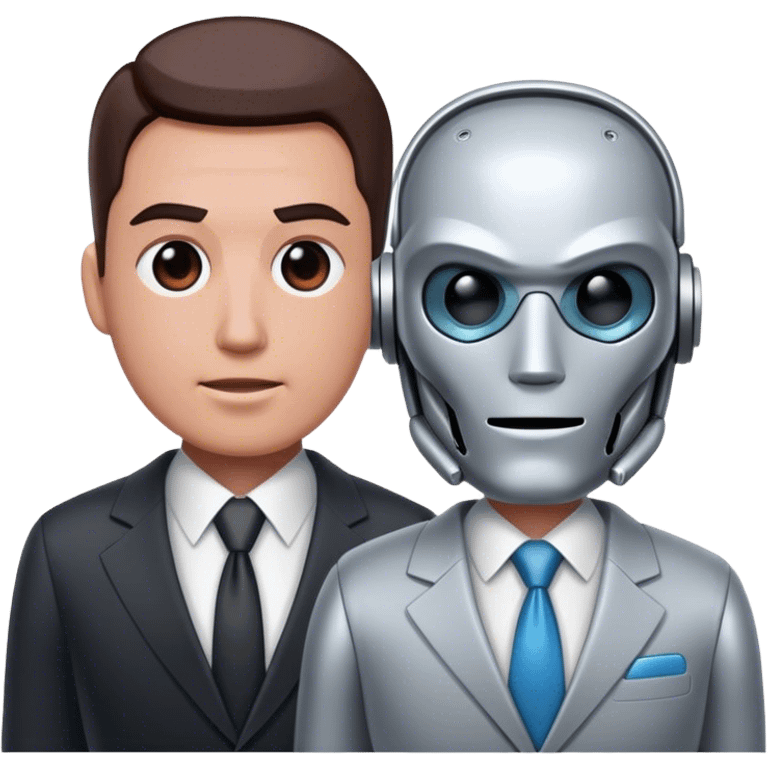 cyborg and business man emoji