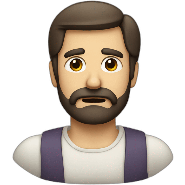 a man with small  dark moustache and beard disgusted frowning face emoji