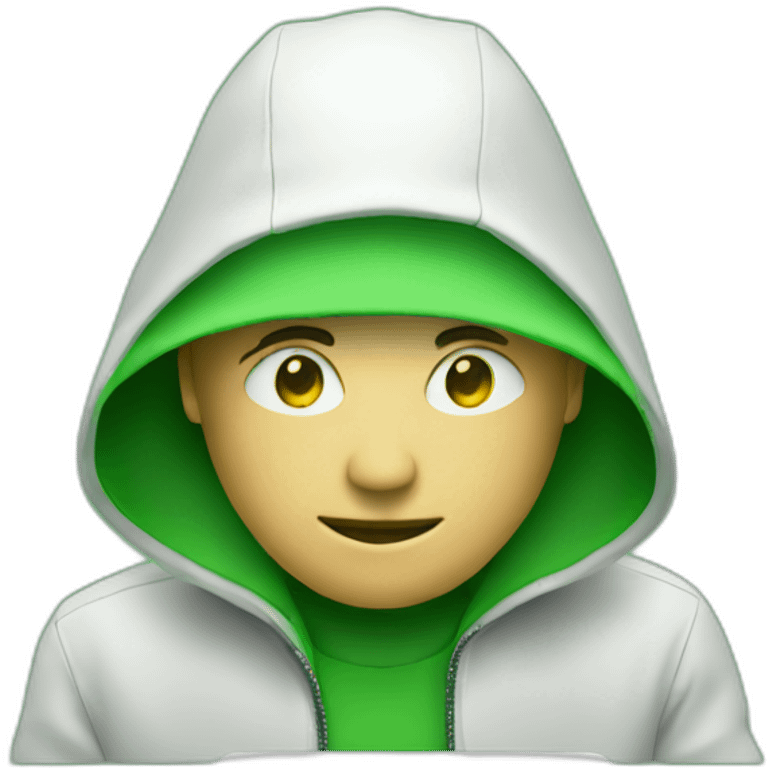 a hacker on a computer with green background emoji