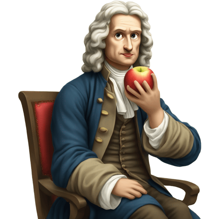 Sir Isaac Newton eating an apple emoji