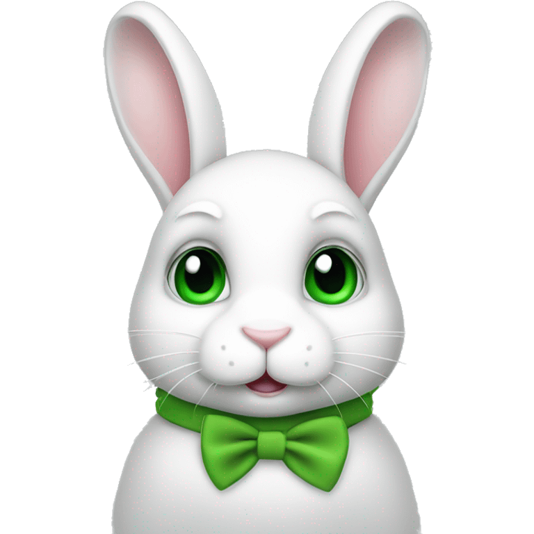 Cute White bunny with green eyes curious and question symbol  emoji