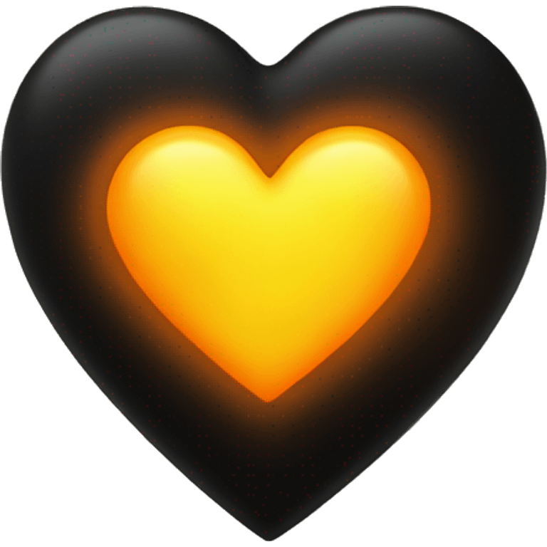 a black, yellow and orange glowing heart emoji