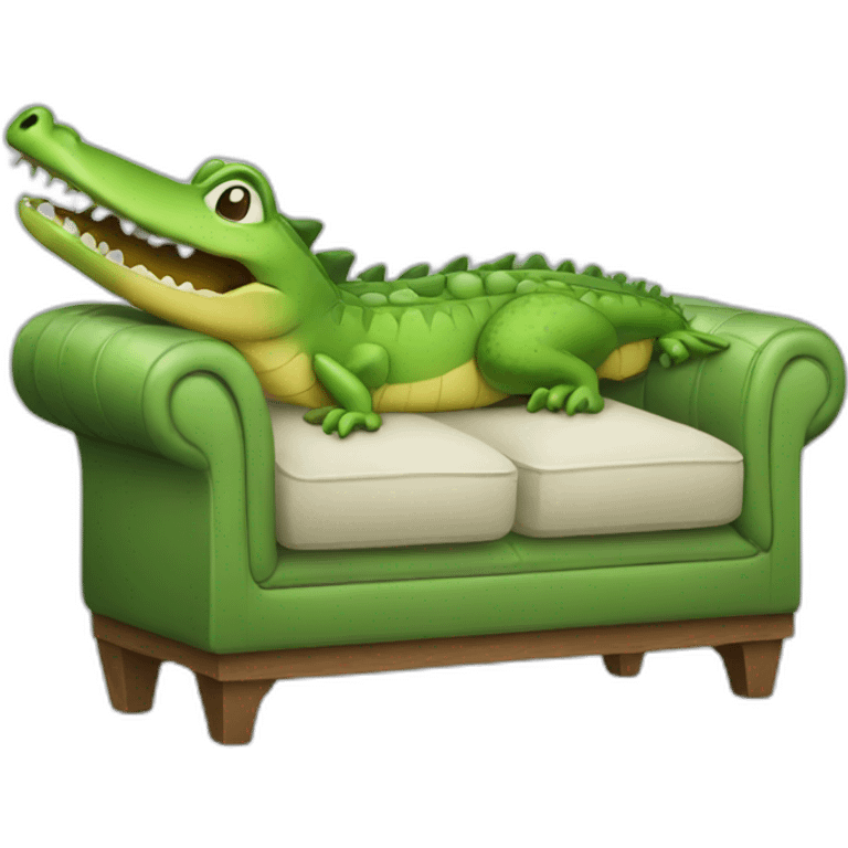 a sofa in a form of a crocodile emoji