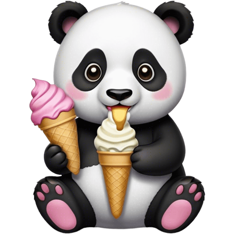 Panda eating ice cream emoji